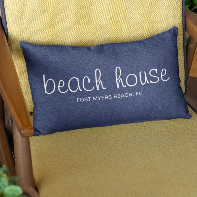 Blue Outdoor Summer Nautical Beach House Custom Lendenkissen (Von Creator hochgeladen)