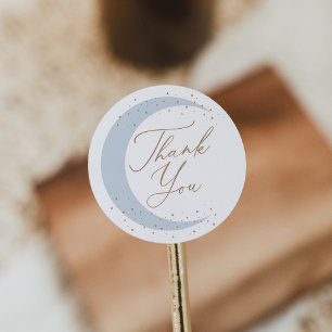 Blue Over Moon Boy Baby Shower Runder Aufkleber