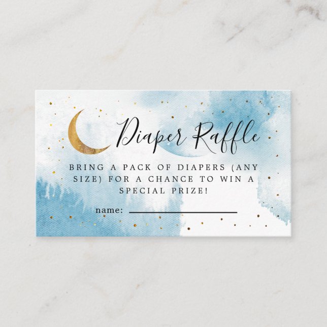 Blue Over the Moon Baby Duschdusche Windelwanne Begleitkarte (Vorderseite)