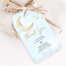 Blue Over the Moon Baby Shower Favor Tags Geschenkanhänger