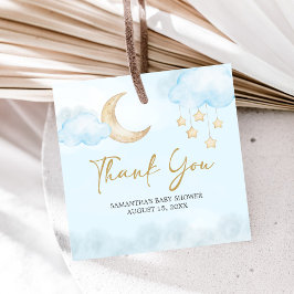 Blue Over the Moon Baby Shower Geschenkanhänger