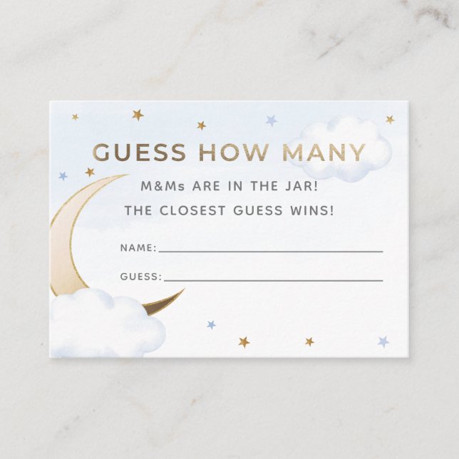 Blue Over the Moon Guess How Many Candies Card Begleitkarte (Vorderseite)