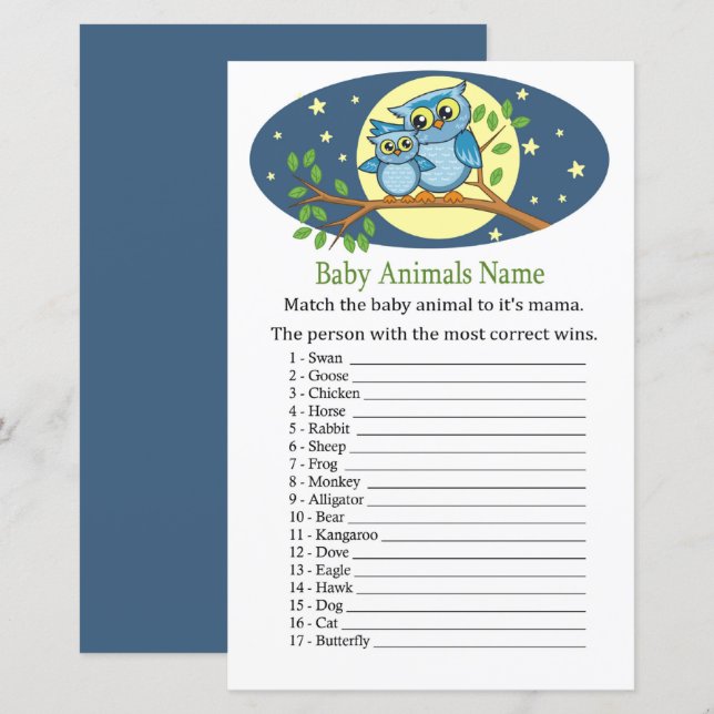 Blue Owl Baby Animes Name Game (Vorne/Hinten)