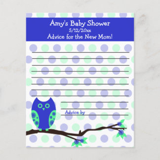 Blue Owl Baby Dusche Personalisierte Ratschläge Ka