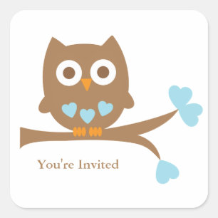 Blue Owl Baby Dusche Umschlag Aufkleber
