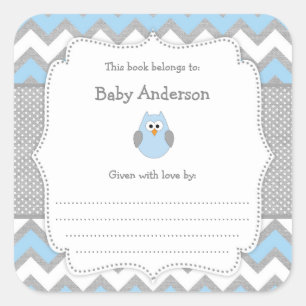 Blue Owl Baby Showbook Quadratischer Aufkleber