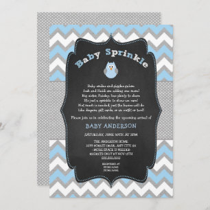 Blue Owl Baby Sprinkle, Baby Dusche Einladung
