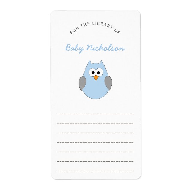 Blue Owl Babydusche Bibliothek Buchzeichen (Vorne)