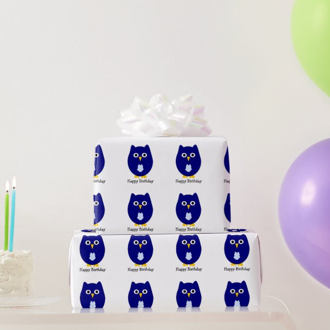 Blue Owl Design Geburtstagsgeschenk Geschenkpapier (Partygeschenke)