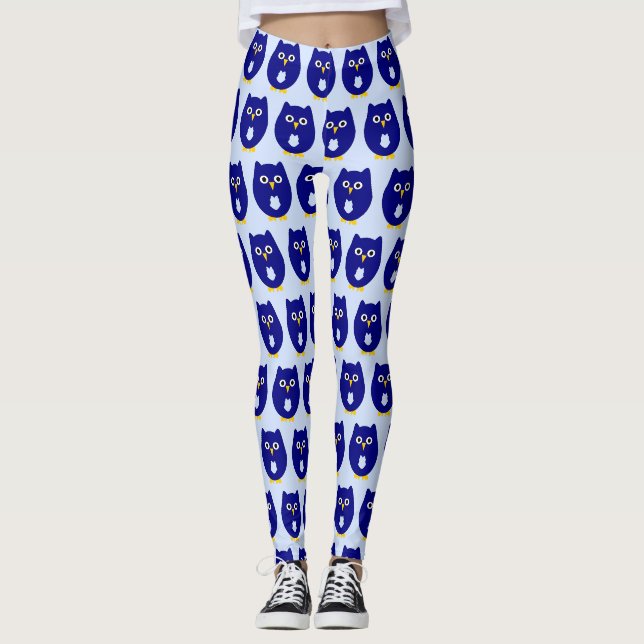 Blue Owl Design Jeder Farbige Hintergrund Leggings (Vorderseite)