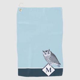 Blue Owl Grey Monogram Name Bath Golfhandtuch