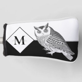 Blue Owl Grey Monogram Name Golf Head Cover Golf Headcover