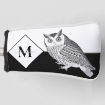 Blue Owl Grey Monogram Name Golf Head Cover