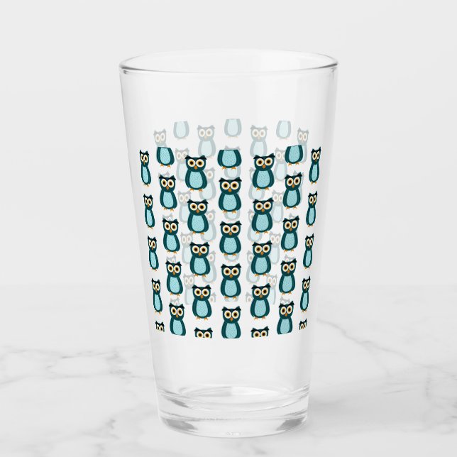 Blue Owl Illustration Glas (Vorderseite)
