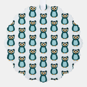 Blue Owl Illustration Ornament Karte