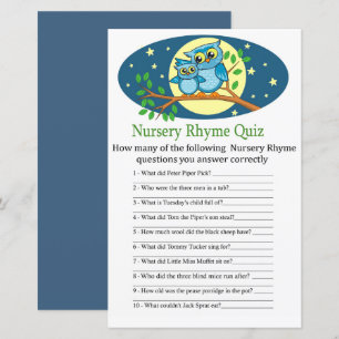 Blue Owl Kinderzimmer Rhyme Quiz Babyduschenspiel