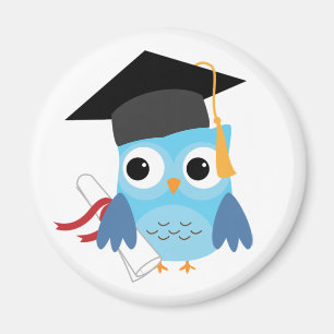 Blue Owl mit Diploma Abschluss Magnet