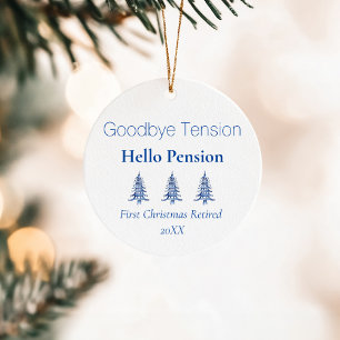 Blue Pagoda Weihnachtsbaumen Rente 1-Foto Keramik Ornament