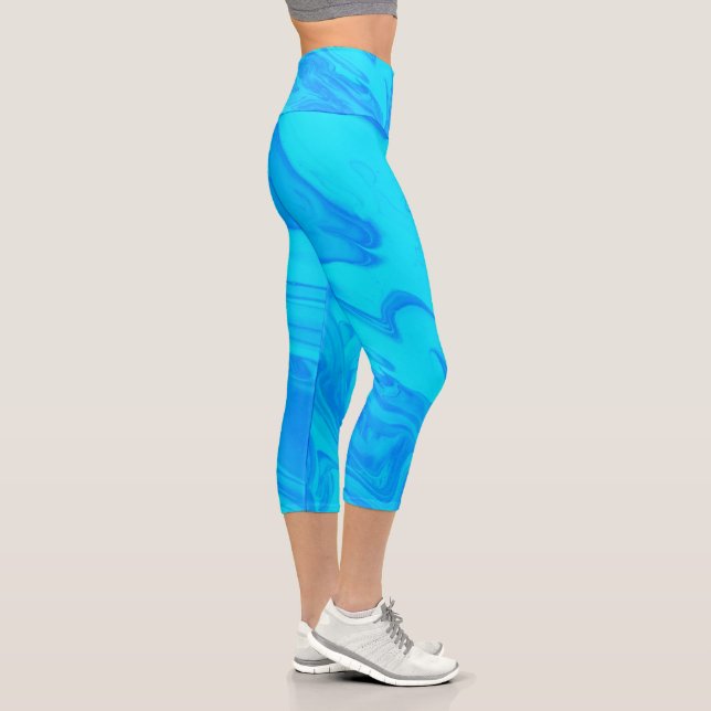 Blue Paint Spill Capri Leggings (Rechts)
