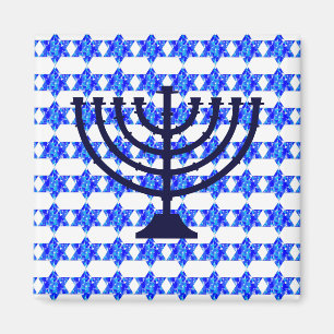 Blue Paint Splatter Jewish Star Magnet