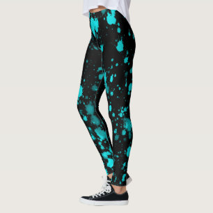 Blue Paint Spritzer auf Black Leggings