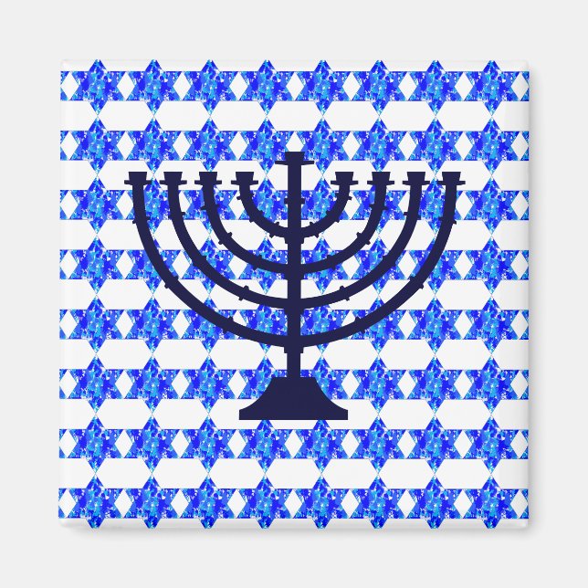 Blue Paint Spritzer Jewish Star Magnet (Vorne)
