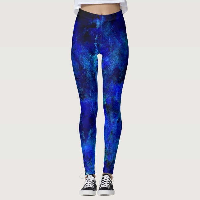 Blue Paint Spritzer Leggings (Vorderseite)