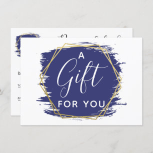 Blue Paint Stroke & Modern Gold Certificate Card Einladung