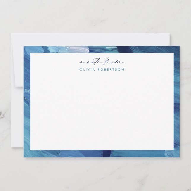 Blue Painted Abstract Art Stationery Note card Mitteilungskarte (Vorderseite)