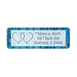 Blue Painted Distressed Wood Wedding Address Label