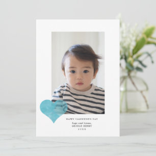 Blue Painterly Heart Modern Valentine's Day Foto Feiertagskarte