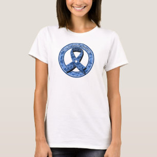 Blue Paisley Awareness Blue Ribbon Weißes Herz T-Shirt
