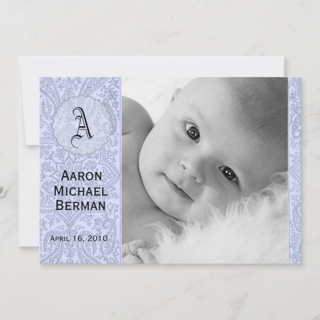 Blue Paisley Baby Boy Ankündigung (Vorderseite)
