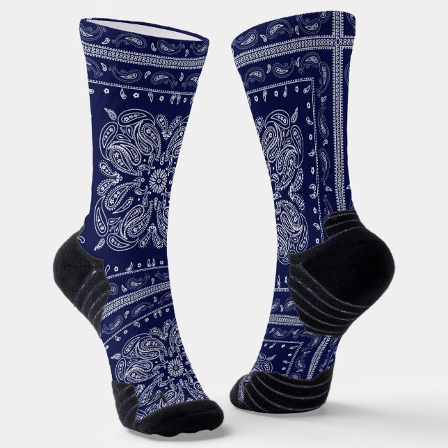 Blue Paisley Bandana Print Socks Socken (Gewinkelt)