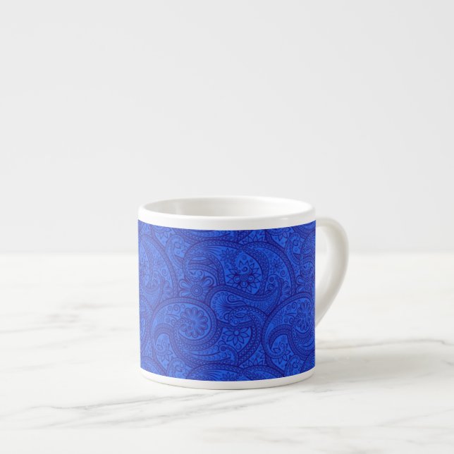 Blue Paisley Espressotasse (Vorderseite Rechts)