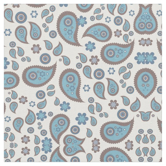Blue Paisley Gemustert Fabric Stoff (Nahaufnahme)