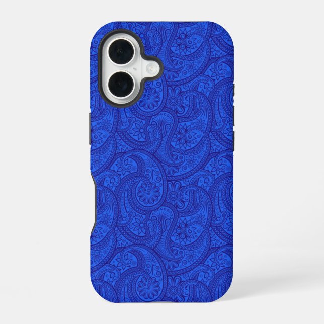Blue Paisley iPhone 16 Hülle (Rückseite)