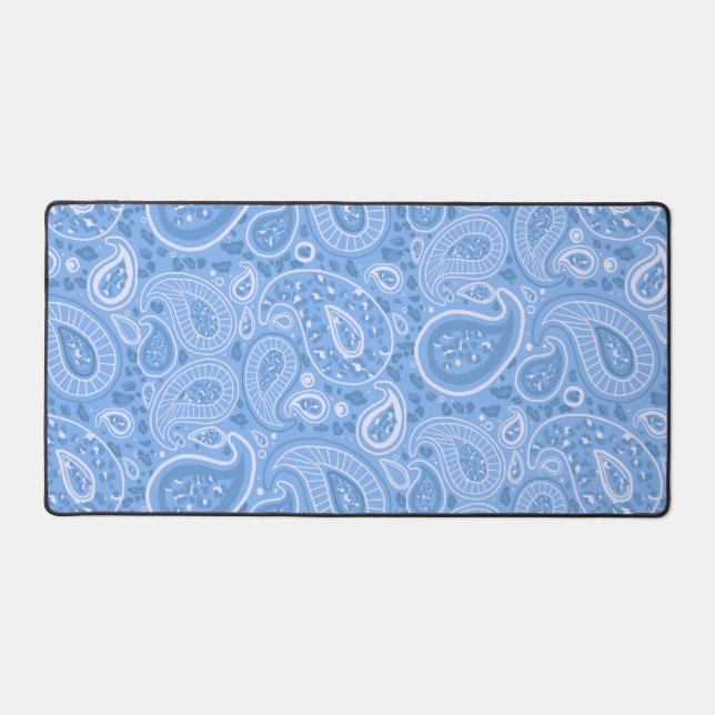 Blue Paisley Leopard Desk Mat Schreibtischunterlage (Vorderseite)