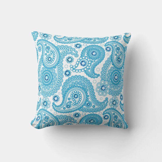 Blue Paisley mit Diamanten Kissen (Vorderseite)