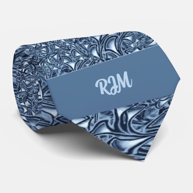 Blue Paisley Mit Monogramm Custom Krawatte (Gerollt)