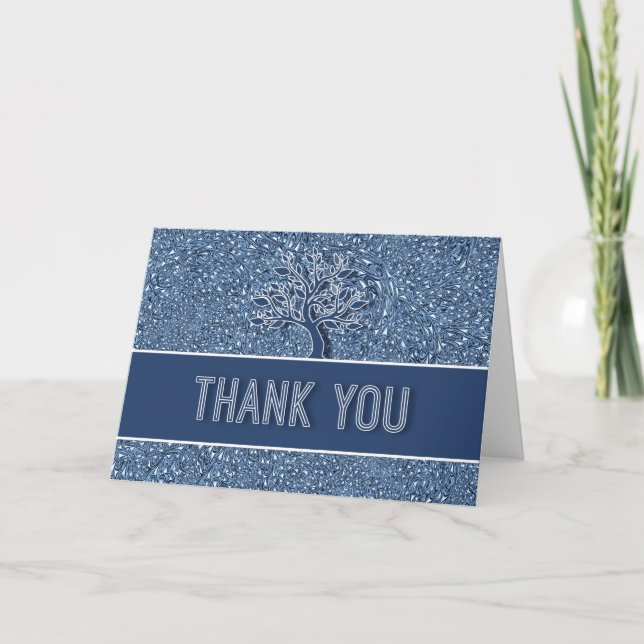 Blue Paisley mit Oak Tree Dankeskarte (Vorderseite)