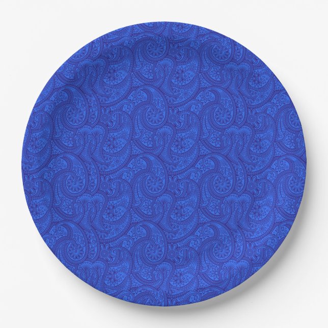 Blue Paisley Pappteller (Vorderseite)