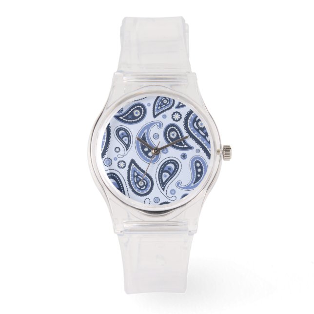 Blue Paisley Pattern Armbanduhr (Vorderseite)