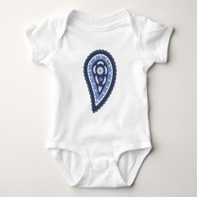 Blue Paisley Pattern Baby Strampler (Vorderseite)