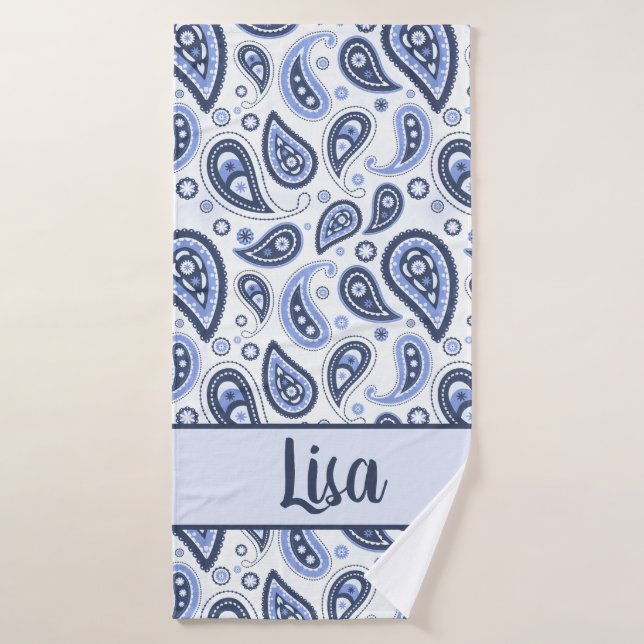 Blue Paisley Pattern Badhandtuch Set (Badehandtuch)