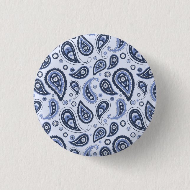 Blue Paisley Pattern Button (Vorderseite)