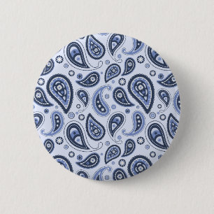 Blue Paisley Pattern Button