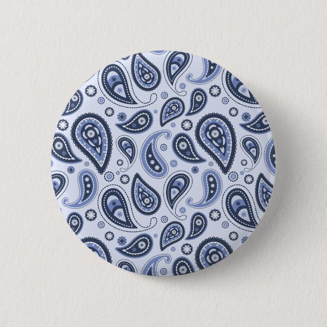 Blue Paisley Pattern Button (Vorderseite)