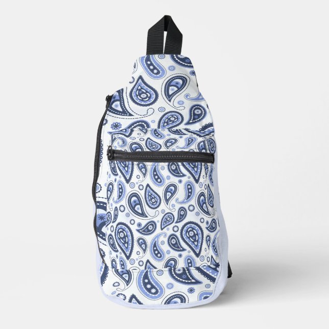 Blue Paisley Pattern Crossbody Bag (Vorderseite)