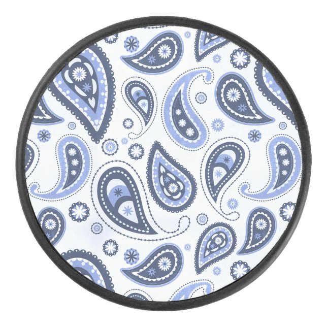 Blue Paisley Pattern Eishockey Puck (Vorderseite)